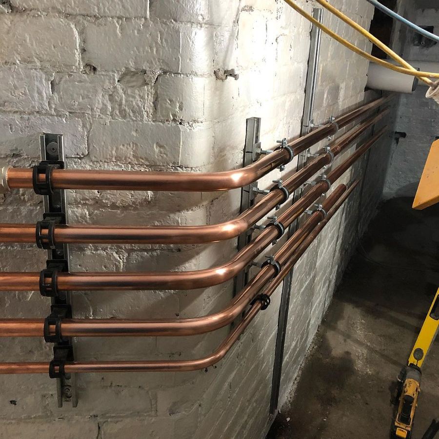 Multiple copper runs in a basement