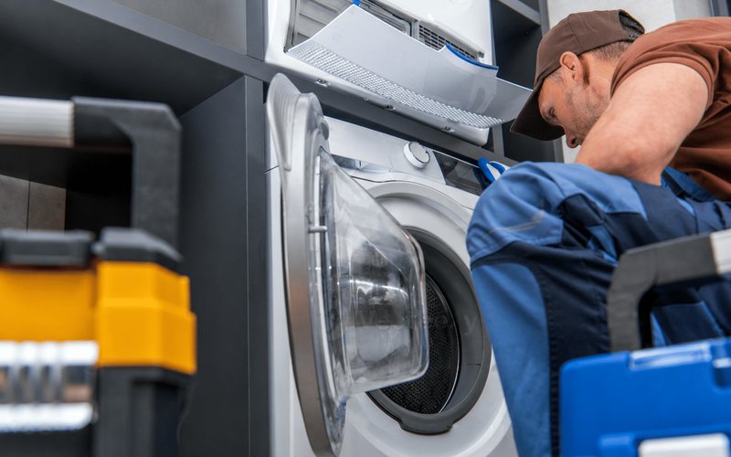 Washing machine being installed