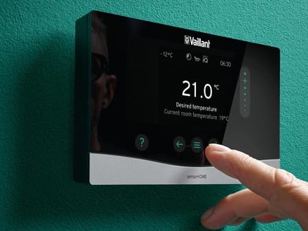 Vaillant sensoHOME control mounted on a wall